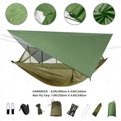 Camping Hammock With Mosquito Net And Rain Tent